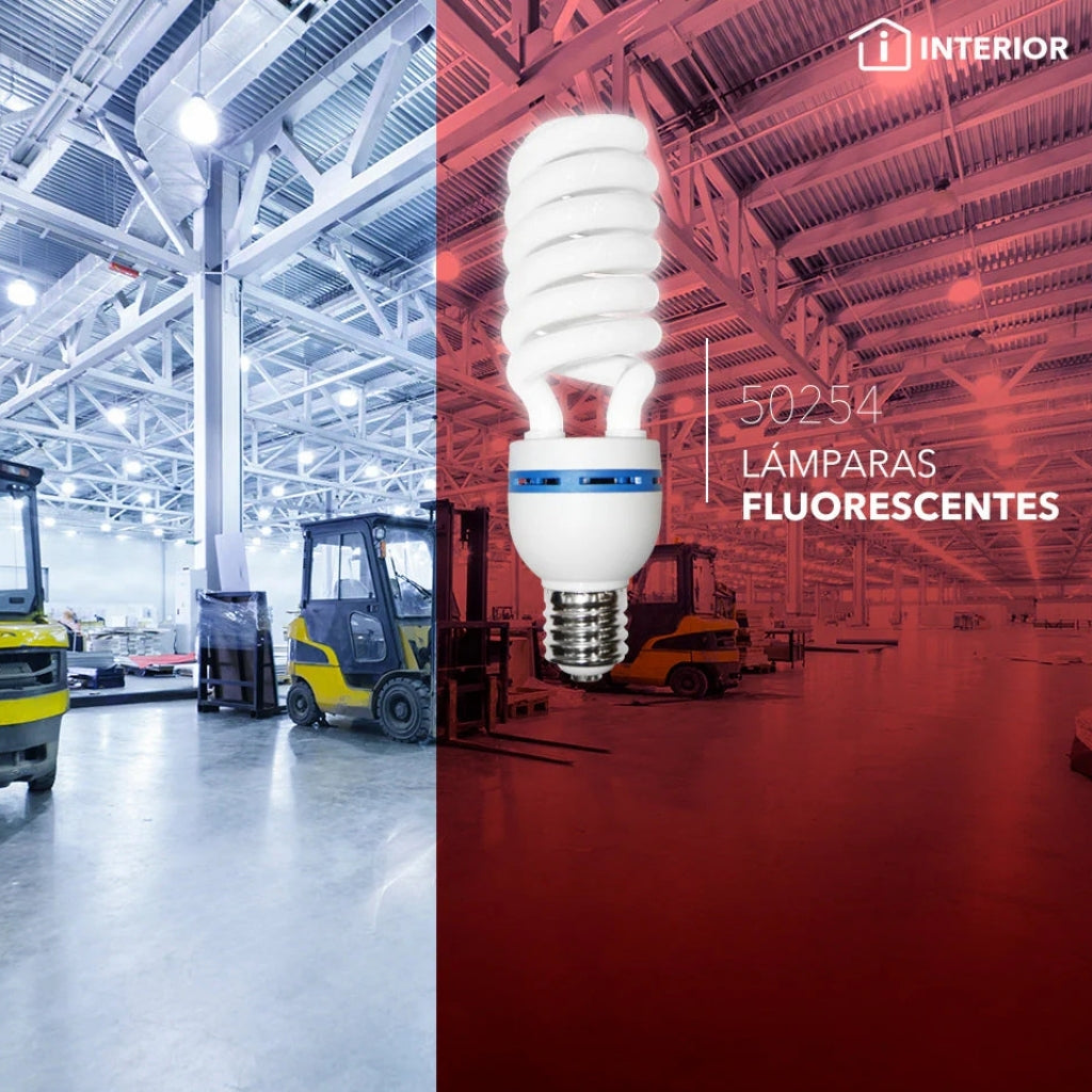 Lámpara espiral fluorescente 65w 220V E39 luz fría 6500K T5 10,000hr de Philco