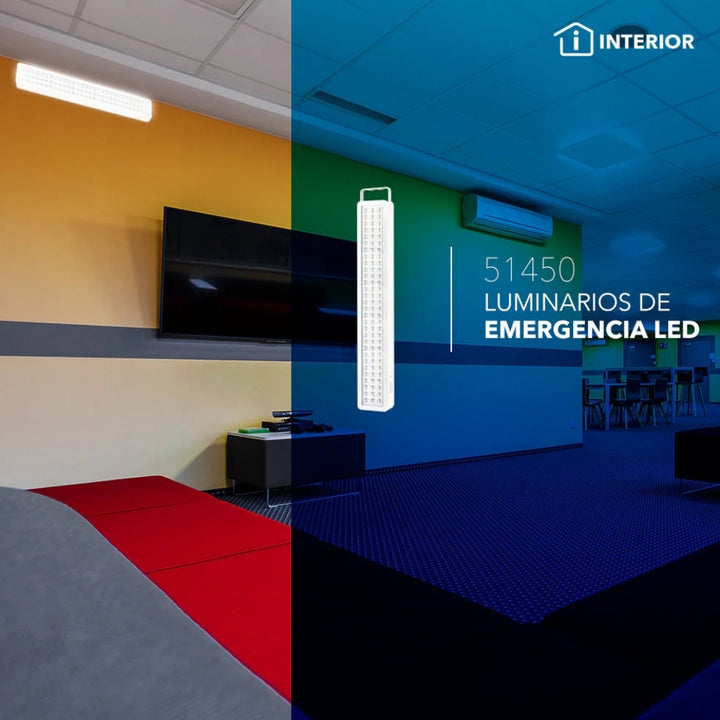 Luminario de emergencia 9W (500lm) 90 LEDs 55cm luz fría 6500K 127V, batería recargable de Philco