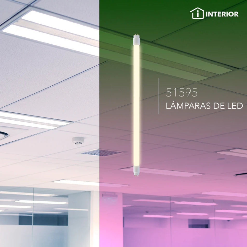 Tubo NaNo T8 LED 18w luz cálida 3000K 100-277V opalino, conexión un lados F.P.: 0.9 de Philco