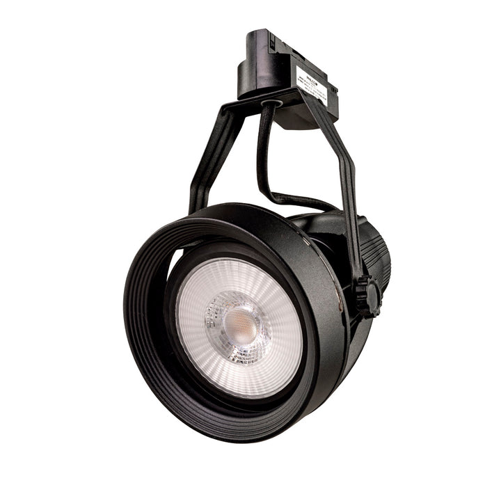 Luminario spot Par 30 base E26 fabricado en aluminio color negro, para riel de tres hilos de Philco