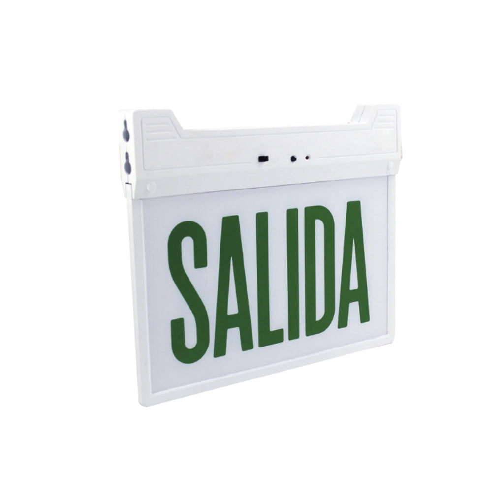 Luminario de emergencia con señal de salida 1W LED luz verde o roja con batería de emergencia y autonomía de 3 hr IP20 100-240V de Philco