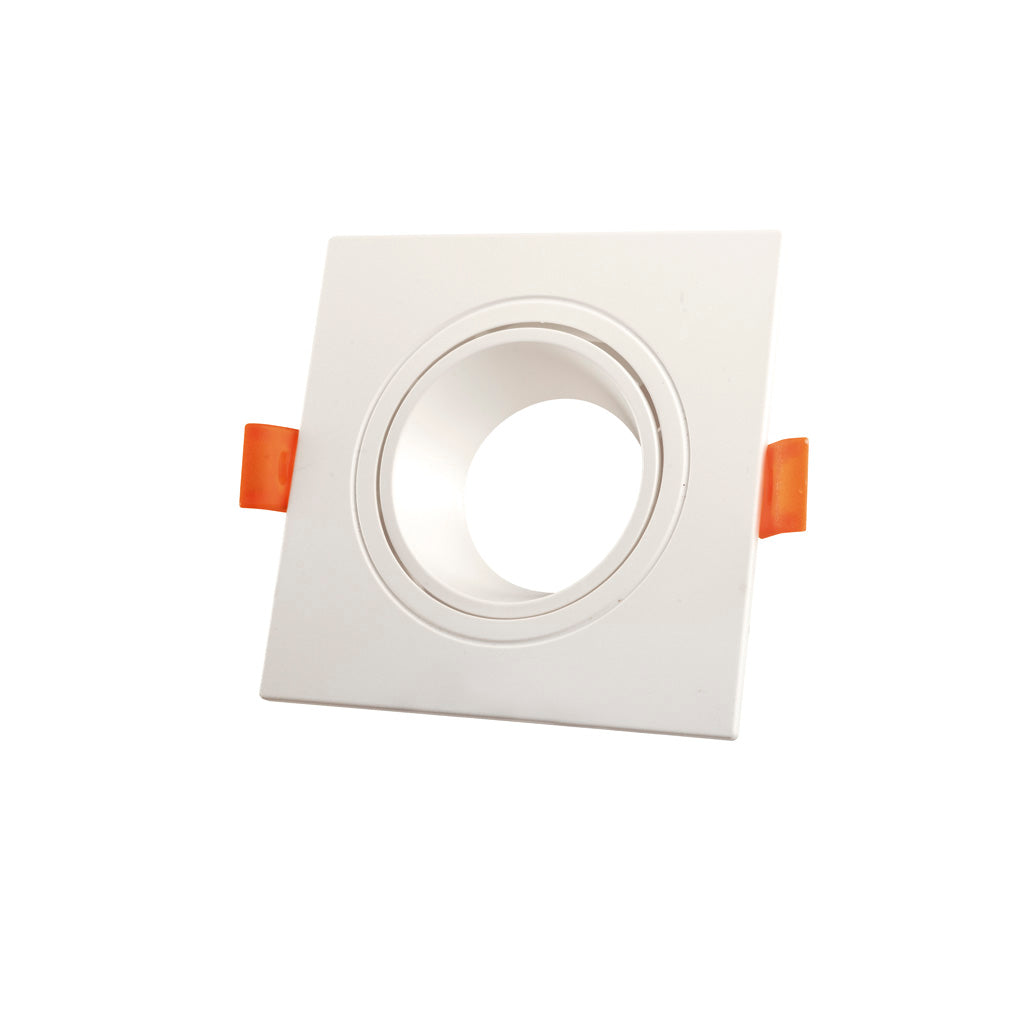 Downlight bajo deslumbramiento cuadrado dirigible para MR16 color blanco de termoplástico, incluye base GU5.3 de Philco