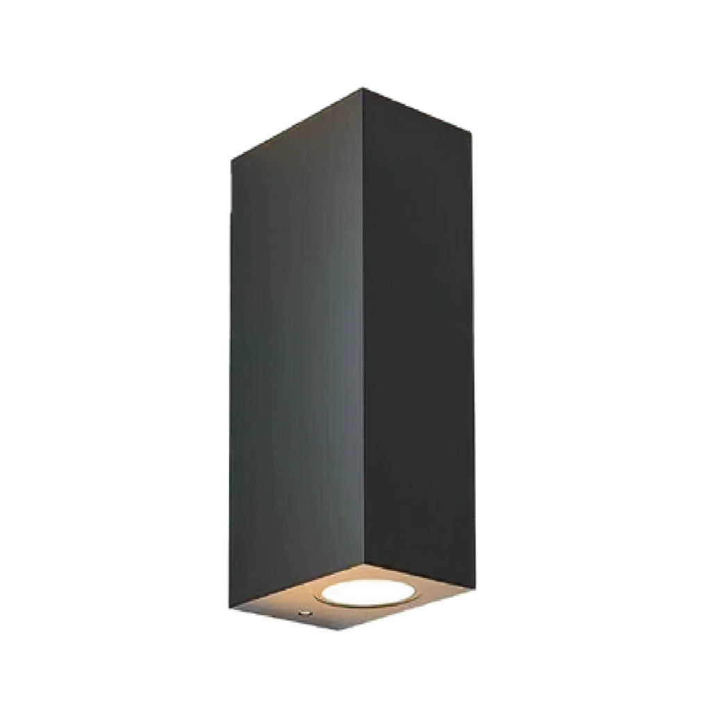 Arbotante tipo cuadrado luz directa e indirecta con dos bases GU10 color negro, cuerpo de termoplástico con pantalla de cristal (no incluye foco) de Philco