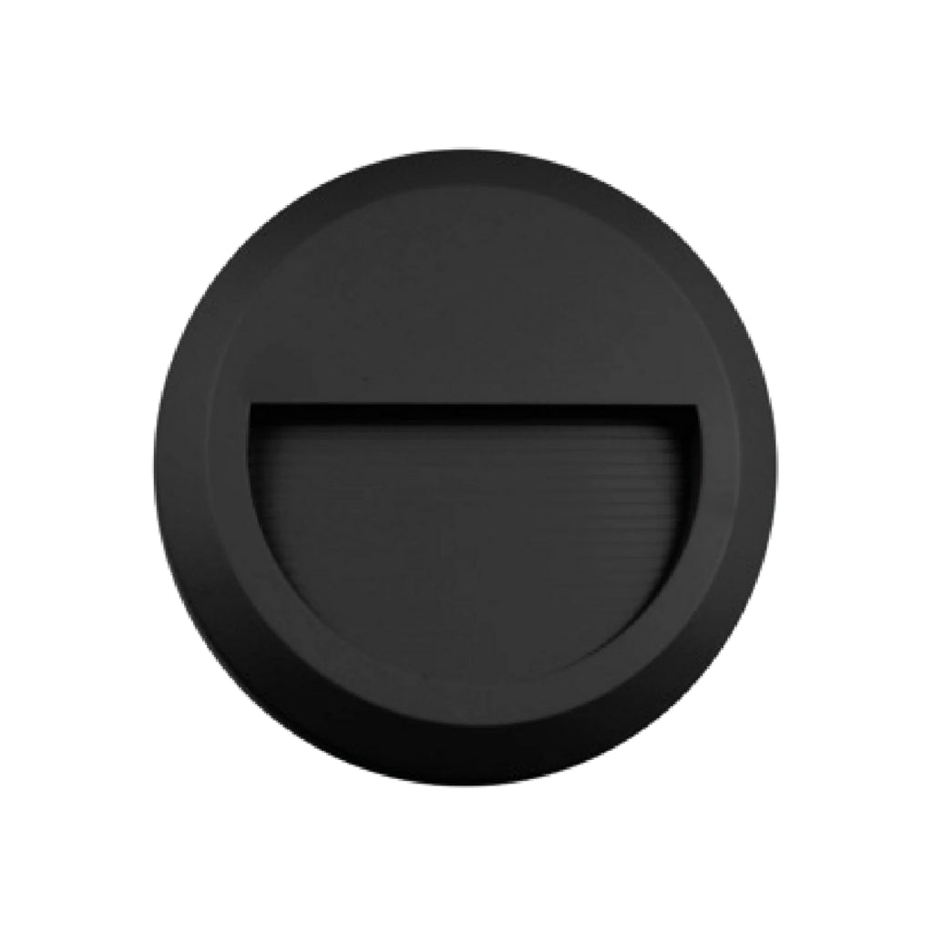Luminario circular de cortesía 3W LED 35° luz cálida 3000K, termoplástico acabado negro IP54 110-277V de Philco
